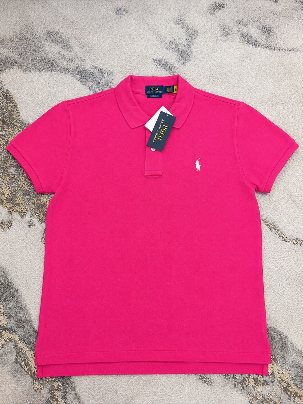 Ralph Lauren Women’s Hot Pink Polo Shirt with Embroidered Pony Sz L